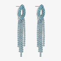 Monet Jewelry Silver Tone Glass Chandelier Earrings