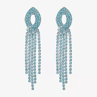 Monet Jewelry Silver Tone Glass Chandelier Earrings