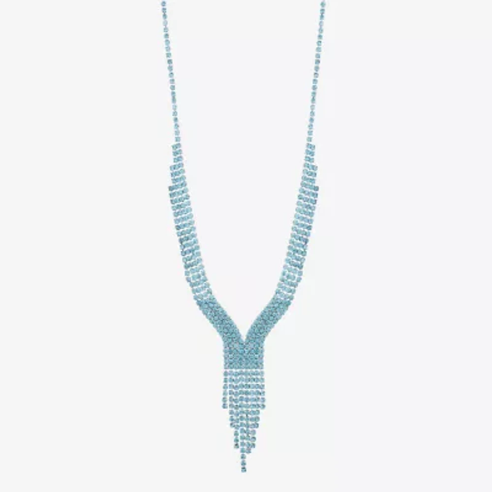 Monet Jewelry Timeless Silver Tone Womens Glass 17 Inch Y Necklace