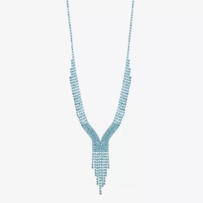 Monet Jewelry Timeless Silver Tone Womens Glass 17 Inch Y Necklace