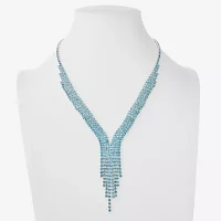 Monet Jewelry Timeless Silver Tone Womens Glass 17 Inch Y Necklace