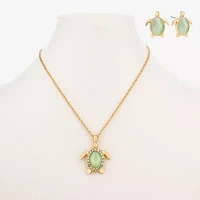 Monet Jewelry Gold Tone Turtle 2-pc. Glass Jewelry Set