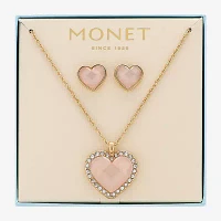 Monet Jewelry Gold Tone 2-pc. Glass Heart Jewelry Set