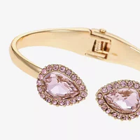 Monet Jewelry Gold Tone Pink Glass Gold Tone Pear Bangle Bracelet
