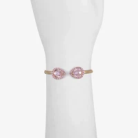 Monet Jewelry Gold Tone Pink Glass Gold Tone Pear Bangle Bracelet