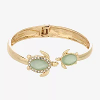Monet Jewelry Gold Tone Turtle Pink Glass Gold Tone Bangle Bracelet