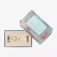 Monet Jewelry Gold Tone Turtle Pink Glass Gold Tone Bangle Bracelet