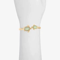 Monet Jewelry Gold Tone Turtle Pink Glass Gold Tone Bangle Bracelet