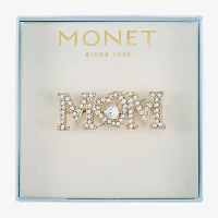 Monet Jewelry Gold Tone Mom Glass Heart Brooch