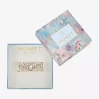 Monet Jewelry Gold Tone Mom Glass Heart Brooch