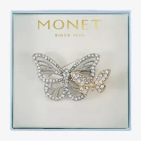 Monet Jewelry Two Tone Glass Butterfly Brooch