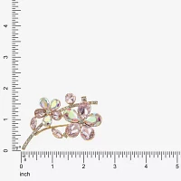Monet Jewelry Gold Tone Pink Glass Flower Brooch