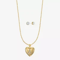 Monet Jewelry Gold Tone Initial 2-pc. Glass Heart Set