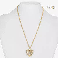 Monet Jewelry Gold Tone Initial 2-pc. Glass Heart Set