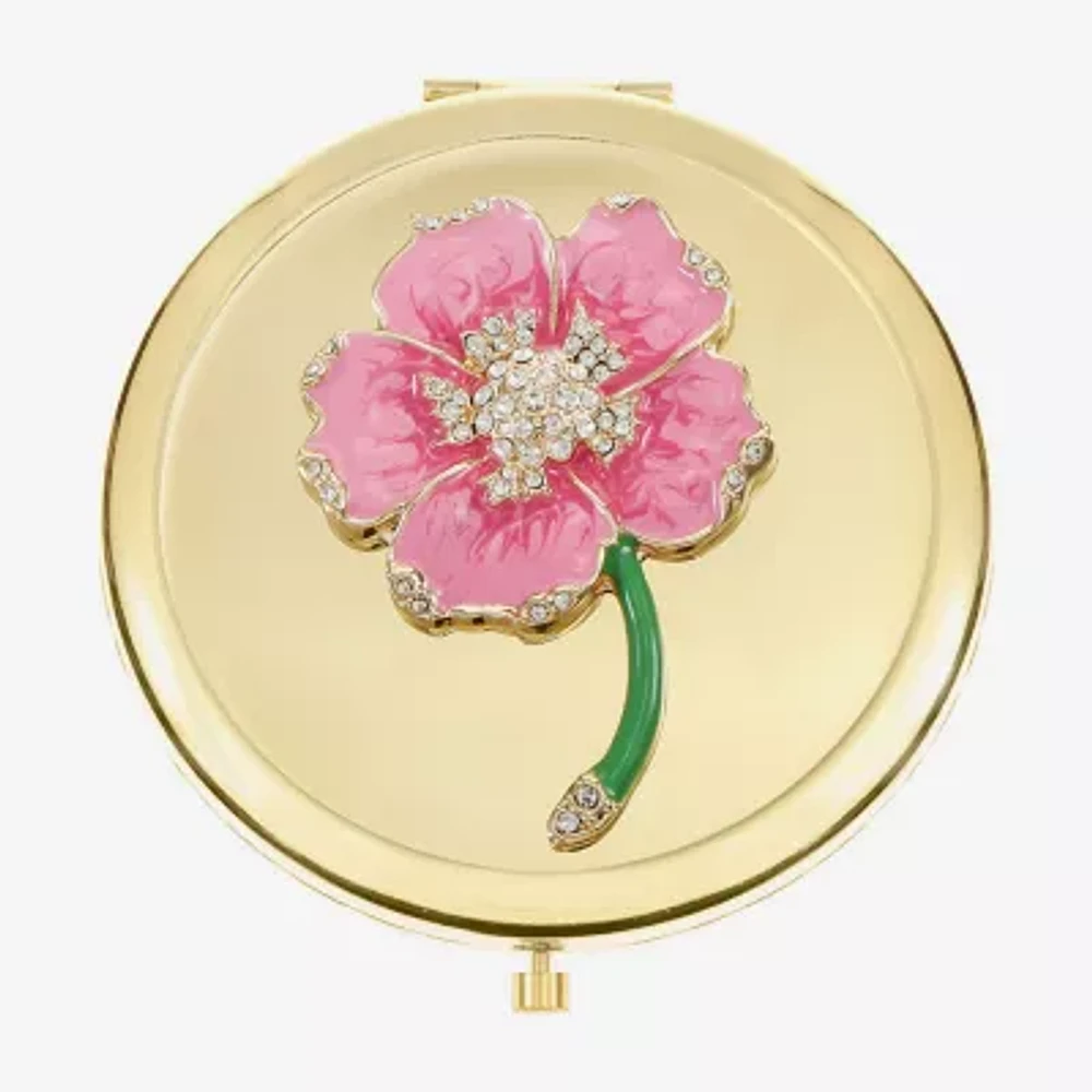 Monet Jewelry Gold Tone Flower Compact Mirror