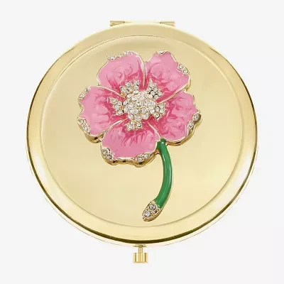 Monet Jewelry Gold Tone Flower Compact Mirror