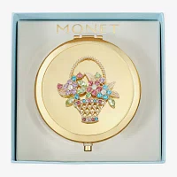 Monet Jewelry Gold Tone Basket Gold Tone Flower Compact Mirror