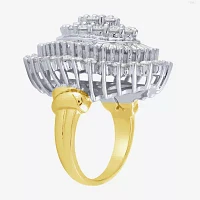 (G / I1) Womens 4 CT. T.W. Lab Grown White Diamond 10K Gold Cluster Cocktail Ring