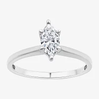 G / Si1-Si2) Womens 3/4 CT. Lab Grown White Diamond 10K Gold Marquise Solitaire Engagement Ring