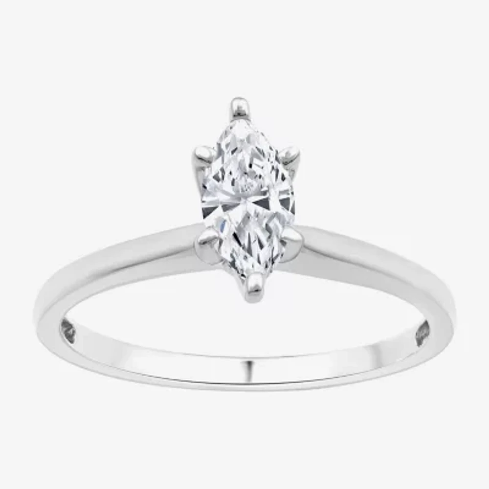 (G / Si1-Si2) Womens 3/4 CT. Lab Grown White Diamond 10K Gold Marquise Solitaire Engagement Ring