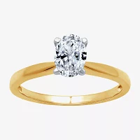 (G / Si1-Si2) Womens 3/4 CT. Lab Grown White Diamond 10K Gold Oval Solitaire Engagement Ring