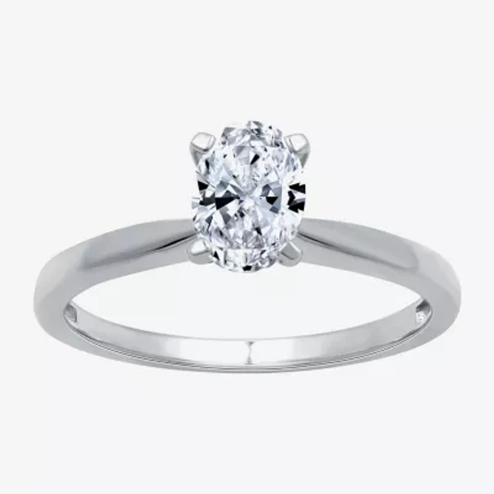 G / Si1-Si2) Womens 3/4 CT. Lab Grown White Diamond 14K Gold Oval Solitaire Engagement Ring