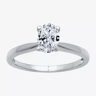 G / Si1-Si2) Womens 3/4 CT. Lab Grown White Diamond 14K Gold Oval Solitaire Engagement Ring