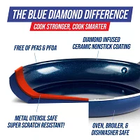 Blue Diamond Infused Ceramic Non-Stick 12" Frying Pan Skillet with Lid