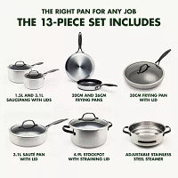 GreenPan Venice Pro Noir Healthy Tri-Ply Stainless Steel Ceramic Non-Stick 13-pc. Cookware Set