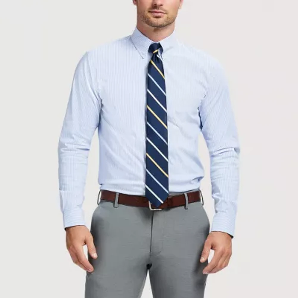 IZOD Mens Slim Fit Easy Care Wrinkle Free Long Sleeve Dress Shirt