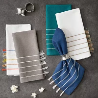 Design Imports Gray/ White Stripe Tassel Set 4-pc. Napkins