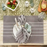 Design Imports Gray/ White Stripe Tassel Set 4-pc. Napkins