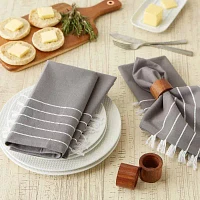 Design Imports Gray/ White Stripe Tassel Set 4-pc. Napkins