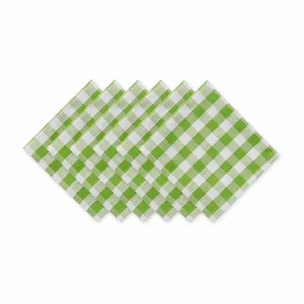 Design Imports Green Apple/White Checkers 6-pc. Napkins