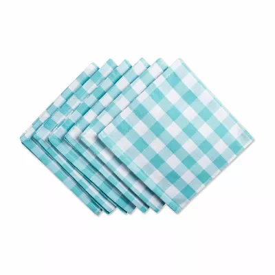 Design Imports Aqua/White Checkers 6-pc. Napkins