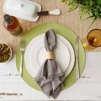 Design Imports Gray Solid Heavyweight Fringed 6-pc. Napkins