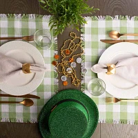 Design Imports Bright Green Heavyweight Check Fringed 6-pc. Placemats