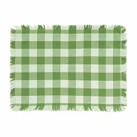 Design Imports Bright Green Heavyweight Check Fringed 6-pc. Placemats