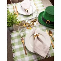 Design Imports Bright Green Heavyweight Check Fringed 6-pc. Placemats