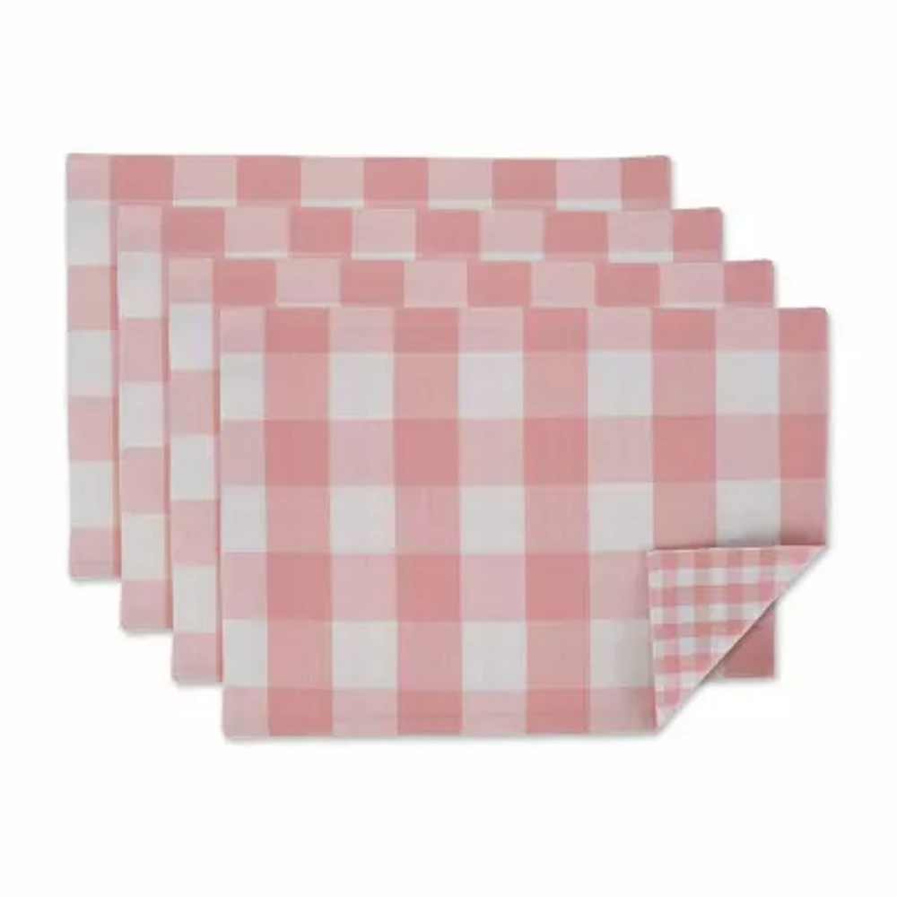 Design Imports Pink/White Reversible Gingham/Buffalo Check  Set/4 4-pc. Placemats