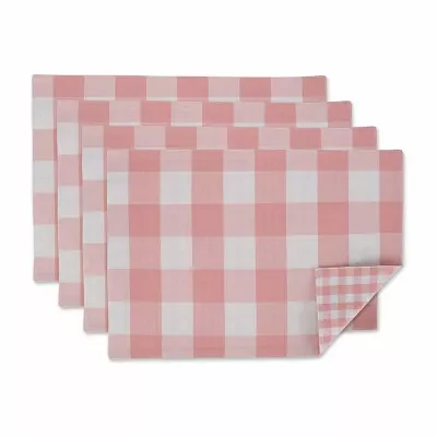 Design Imports Pink/White Reversible Gingham/Buffalo Check  Set/4 4-pc. Placemats