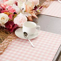 Design Imports Pink/White Reversible Gingham/Buffalo Check  Set/4 4-pc. Placemats