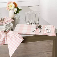 Design Imports Pink/White Reversible Gingham/Buffalo Check  Set/4 4-pc. Placemats