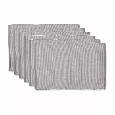 Design Imports Gray/White 2-Tone Ribbed 6-pc. Placemats