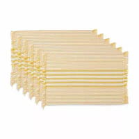 Design Imports Deep Yellow Stripes With Fringe 6-pc. Placemats