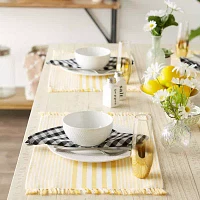 Design Imports Deep Yellow Stripes With Fringe 6-pc. Placemats