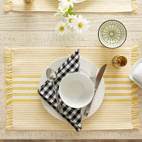 Design Imports Deep Yellow Stripes With Fringe 6-pc. Placemats