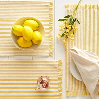 Design Imports Deep Yellow Stripes With Fringe 6-pc. Placemats