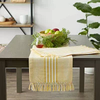 Design Imports Deep Yellow Stripes With Fringe 6-pc. Placemats