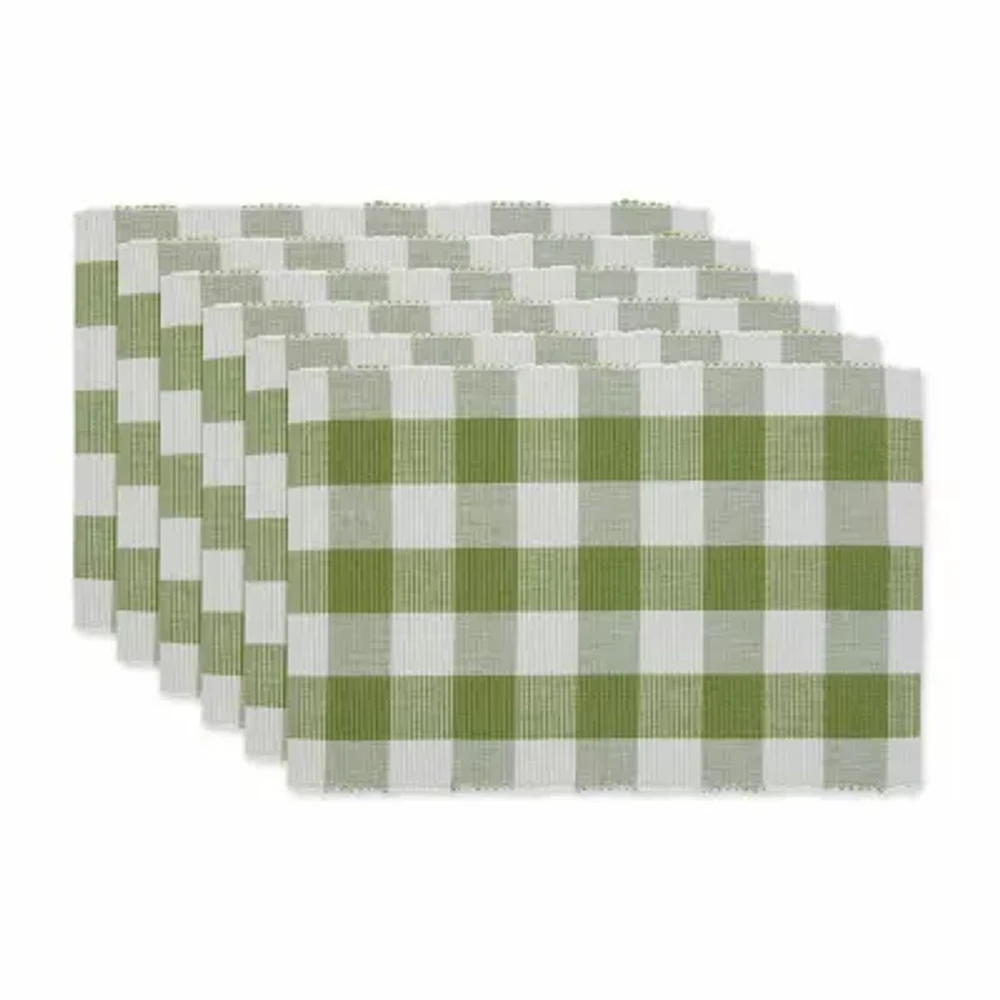 Design Imports Antique Green Buffalo Check Ribbed 6-pc. Placemats